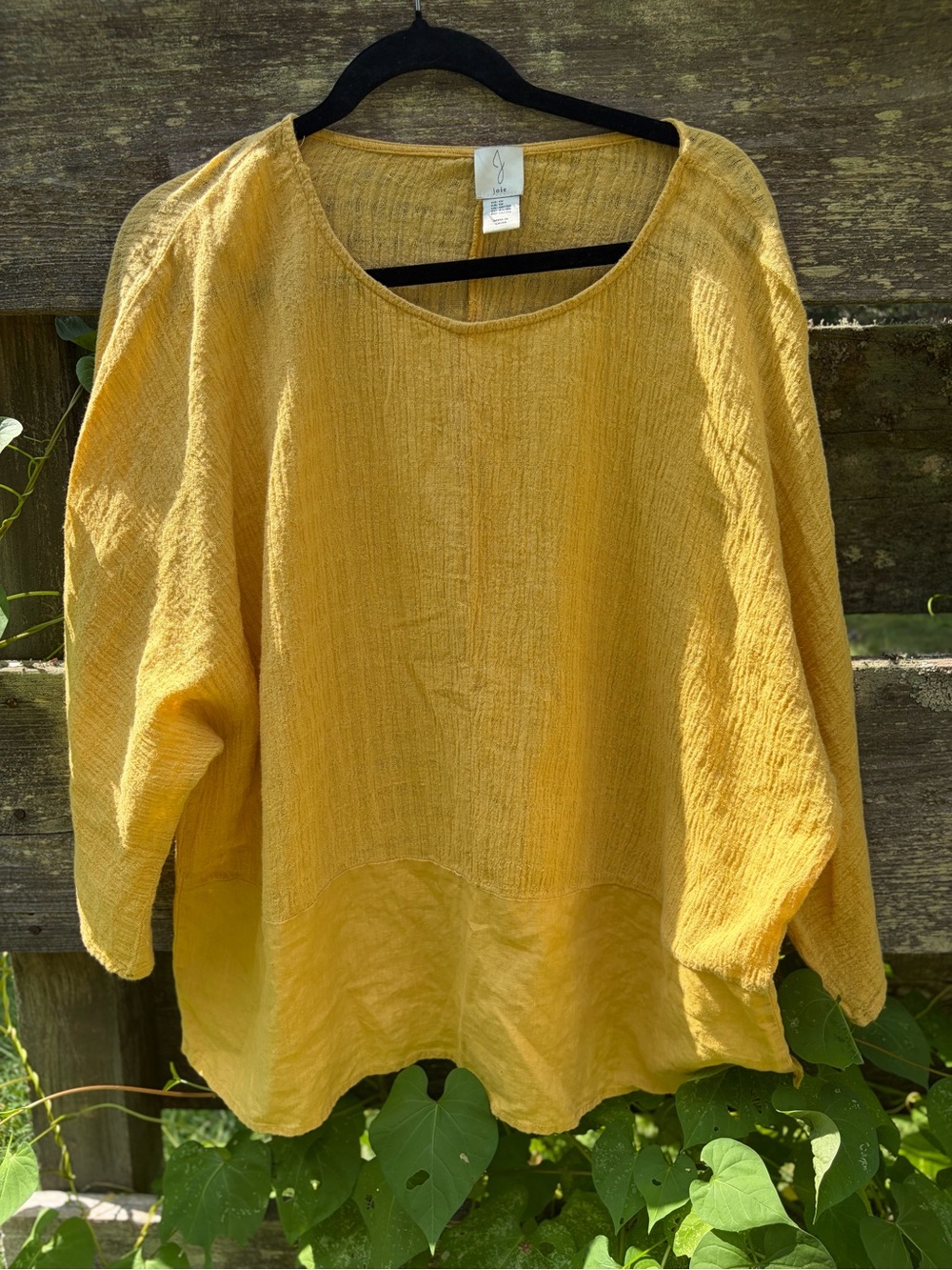 Joie Linen Blend Women's 1X Gauze/Cotton Yellow Top